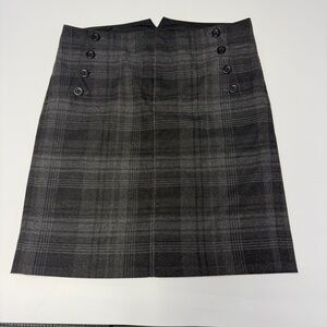 Gap Women’s Skirt Gray Flannel Plaid Modern Prep Academia Y2K 90s Buttons 2